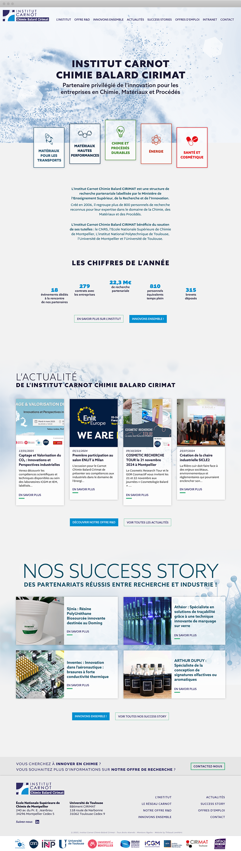 Design page d'Accueil site carnot-chimie-balard-cirimat.fr